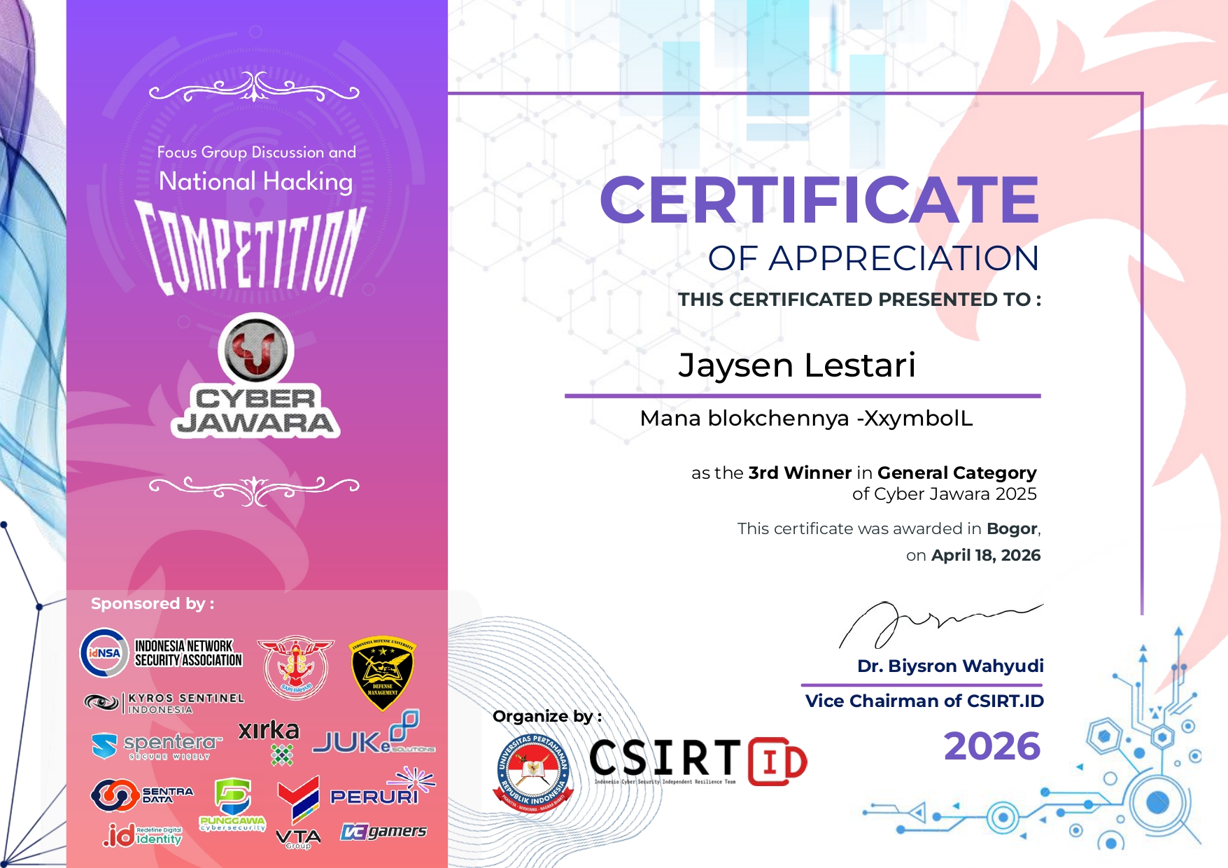 Cyber Jawara Certificate
